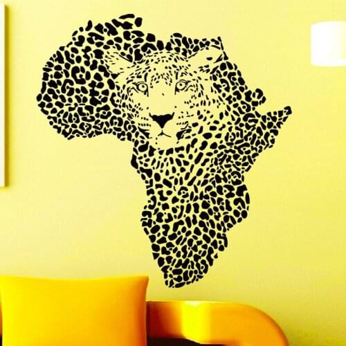 New Arrival Leopards Head Wall Stickers African Map Home Decor Wall Art Murals Wall Decals Living Room Bedroom Decoration