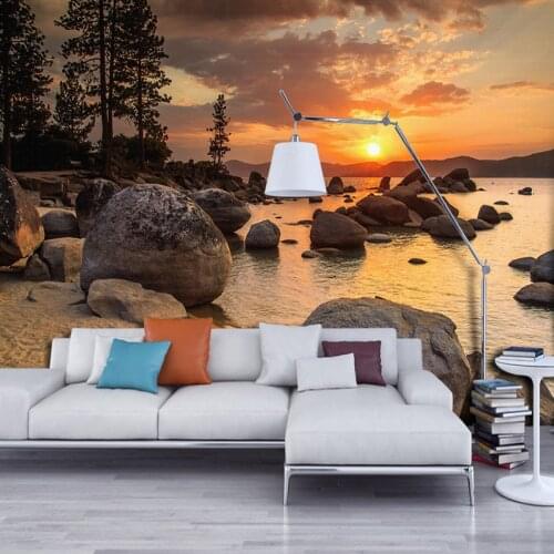 Custom Photo Wallpaper Murals 3D Sunset Beach Scenery Decor Wall Papers Home Decor Living Room Bedroom Modern Painting Wallpaper