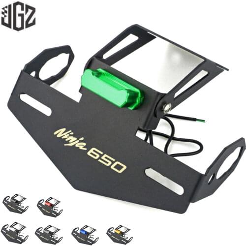 Motorcycle License Plate Holder Frame with LED Tail Light Mount Bracket for KAWASAKI NINJA 650 2017 2018 2019 2020 Accessories