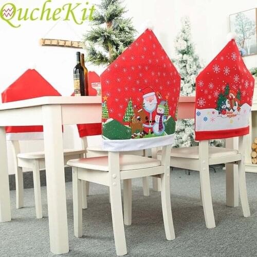 Christmas Decoration Supplies Chair Cover Dinner Dining Table Christmas Hat Santa Claus Snowman Christmas Banquet Party Decor
