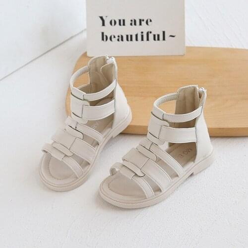 Baby Girl Roman Sandals 2021 Summer Soft-Soled Princess Shoes Rear Zipper Low-Heeled Flat-Soled Girls Shoes 22-31