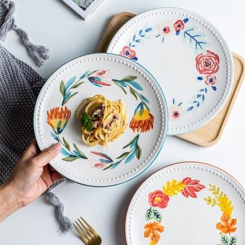 Modern housewife ceramic household set creative Japanese style tableware Western food dinner plates serving tray