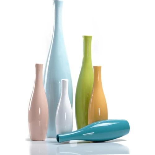 European style Ceramic Vase colorful flower bottle Adornment Handicraft office Porcelain Vase Home Decor Furnishing Articles