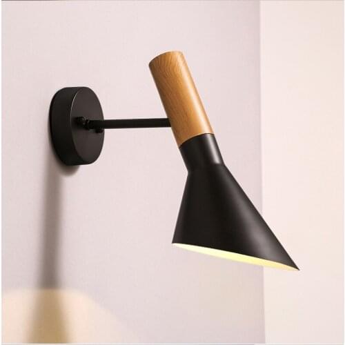 Modern minimalist macalong wall lamp Industrial wind iron imitation wood pattern wall lamp bedroom bedside aisle LED wall lamp