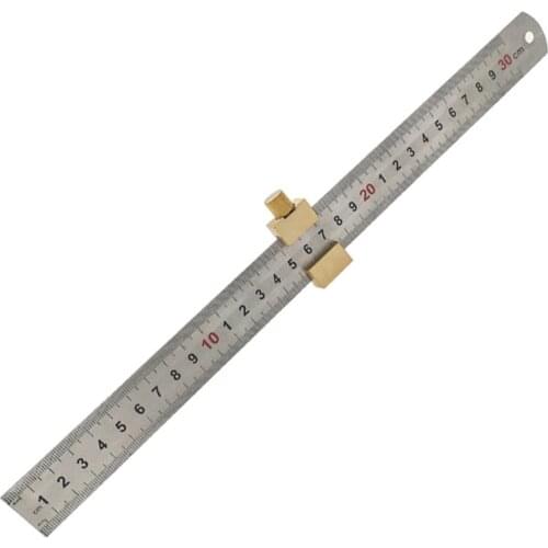Steel Ruler Positioning Block Brass Angle Plotter Line Marking Indicator For Locator DIY Woodworking Measuring Tools