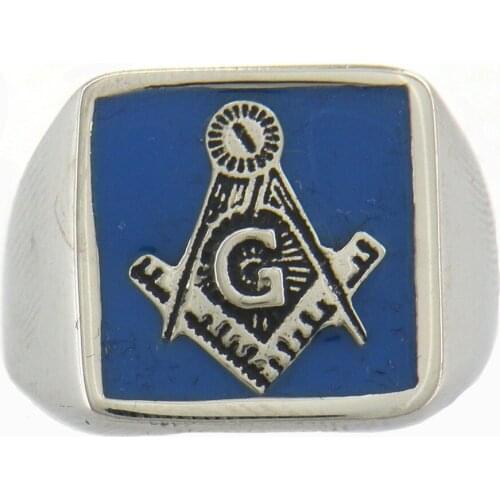 FANSSTEEL Stainless Steel Jewelry FreeMasonry Master Masonic Square and Compass Ring FSR09W68
