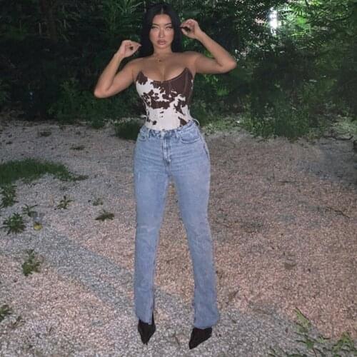 European And American Super-Beautiful White Washed Trousers With Split Detail Raw Edge Twill High-Waisted Denim Casual Trousers