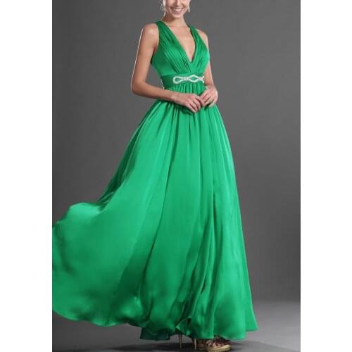 A-line Green V-neck Bridesmaid Dress Formal Ruched Evening Formal Dress Wedding Guest Dresses