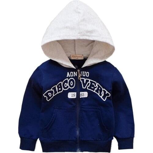 Spring Autumn Baby Outwear Boy Coat Children Girl Fashion Clothes Kids Letter Printing Zipper Hooded Sweatershirt Toddler Jacket