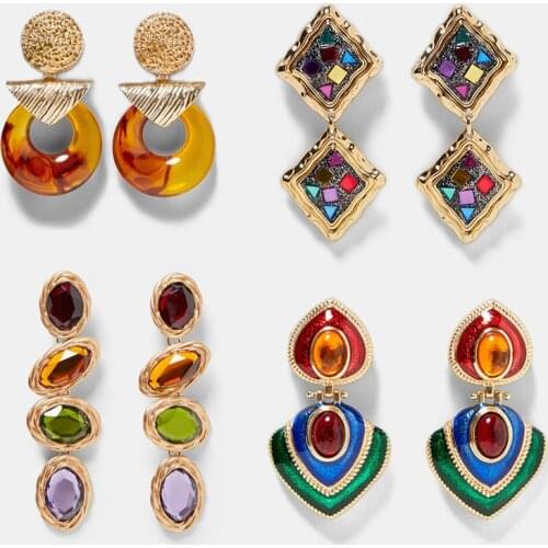 LEADERBEADS ZA Charm Statement Drop Dangle Earrings For Women Bohemian Wedding Party Gift Jewelry Female Trendy Earrings