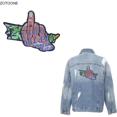 ZOTOONE Finger Patch Iron on Patches for Clothing Stickers Heat Transfer Embroidery DIY Applique Sew on Badge Thermal Press G