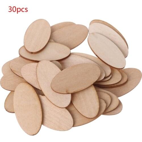 10/20/30pcs Oval Wooden Slices Chips Unfinished Cutout Name Tags DIY Scrapbook GXMA