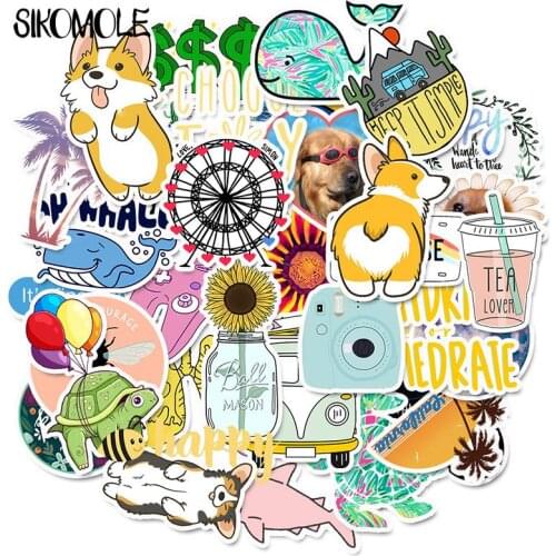 50 PCS Cartoon Simple VSCO Girls Kawaii Stickers For Chidren Toy Waterproof Sticker DIY Laptop Bicycle Helmet Car Decals Toys F3