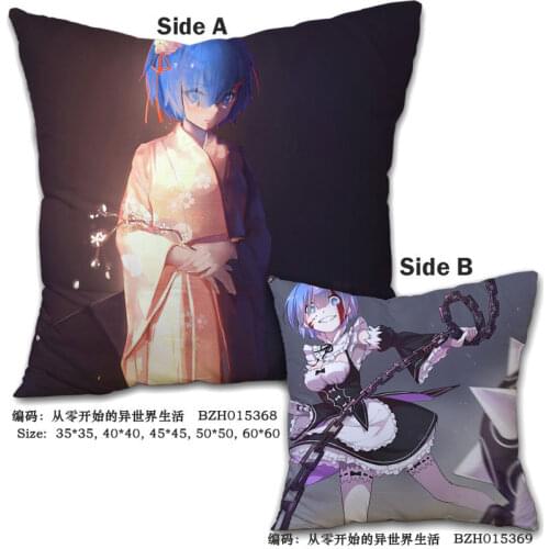 45X45CM Anime RE ZERO Starting Life In Anothe World Pillow Covers Dakimakura Case 3D Print Double Sided Decorative Pillowcase 28