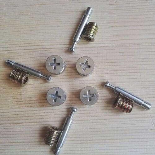 50pcs 3in1 M6*40 Furniture Screw Assembled Pieces Kitchen Cabinet Connectors Hammer Nut