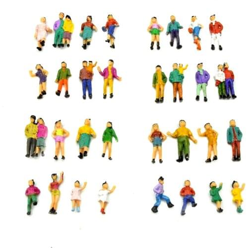 50pcs HO scale plastic painted figures 1:87 model passager people architectural building materials standing figures