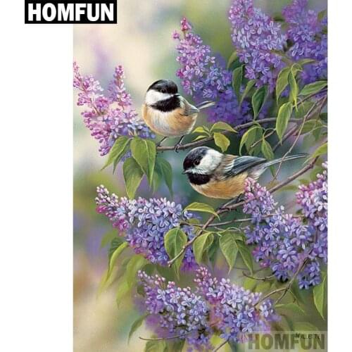 HOMFUN Full Square/Round Drill 5D DIY Diamond Painting "Bird & Flower" Embroidery Cross Stitch 5D Home Decor Gift A04060