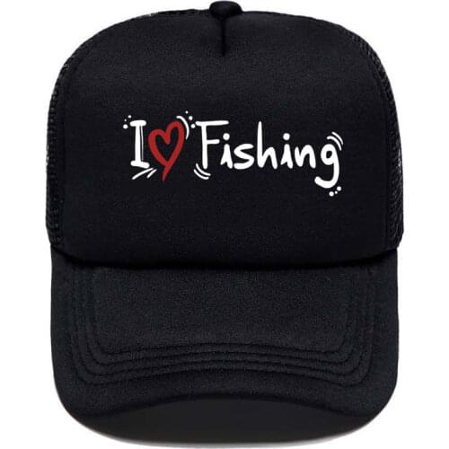 Funny Words I Love Fishing Baseball Cap Casual Men Women Parent-child Hats Mesh Visor Outdoor Adjustable Sun Hat