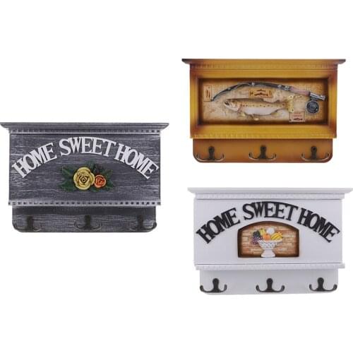 Wooden Key Holder Box 7 Hooks Wall Mounted & Tabletop Key Guard Storage Organizer Handmade Hallway Entryway Home Decor