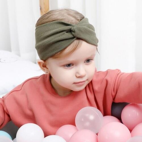 Kid Girl Baby Headband Toddler Bow Hair Band Accessories Headwear Solid Knitied Hairwear Crochet Cute Lovely Gifts New Hot Sale