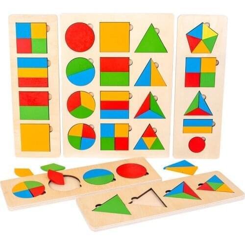 Kids Wooden Puzzles Geometric Shapes Games Learning Educational Toy Sorting Math Puzzle Montessori Toys For Children