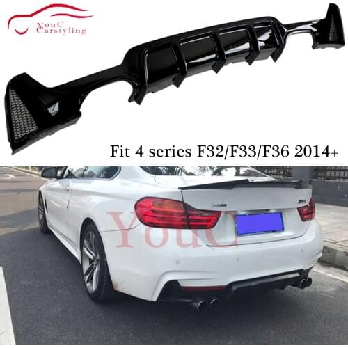 F32 Rear Bumper Diffuser ABS plastic Material Lip for BMW 4 Series F32 F33 F36 420i 428i 430i 435i 4-outlet Back Lip diffuser