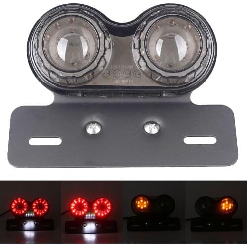 E-mark Smoke Motorcycle Intergrated LED License Plate Lights Turn Signal Brake Tail Lamp Universal For Motorbikes