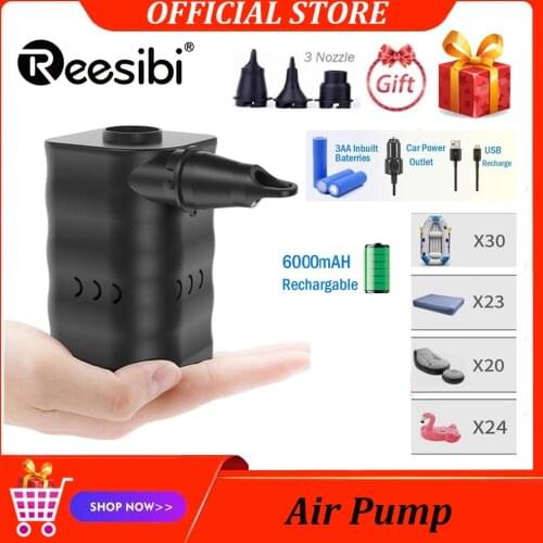 Electric Air Pump Quick Inflator for Boat Mattress Yoga Ball Swim Pool floats Toys pumps 6000mAh USB Rechargeable 3 Nozzles AP6