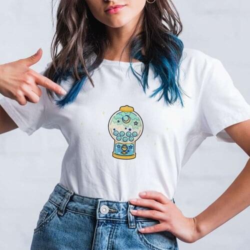 Magic Little bottle Print Cartoon T Shirts Womens Short Sleeve White Loose Fashion Clothes Pop Shirt Femme Cartoon Hip Hop