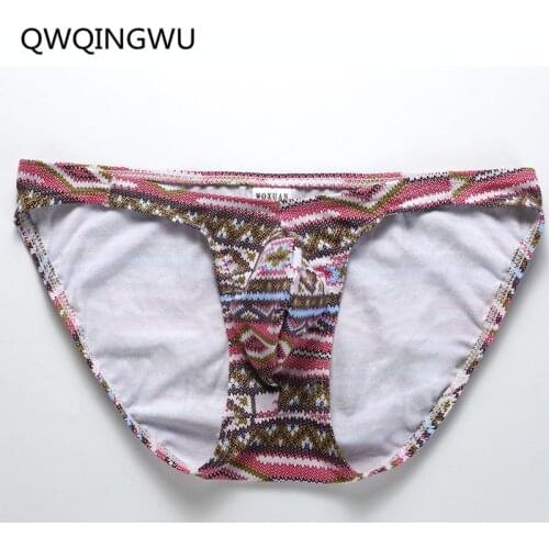 Hot Men Briefs Cotton Underwear Floral Color Trunks Briefs Sexy Male Underpants Cuecas Gay Underwear Sleepwear