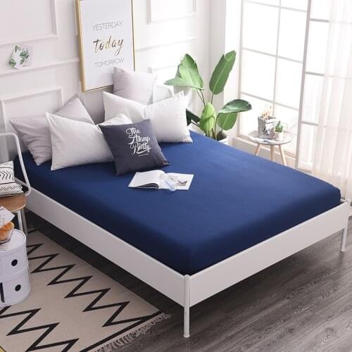 Cotton Fitted Sheet Solid Color Bed Sheet Four Corners With Elastic Band Mattress Cover 90x190 200x220