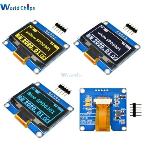 IPS 1.54 inch 5Pin 128x64 OLED Screen Display Module SPI Interface SPD0301 Driver IC Adapter Board White Blue Yellow for arduino