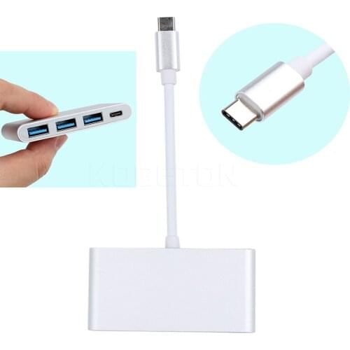 Kebidumei USB 3.1 Type-C to 3 Ports High Speed Type C To USB 3.0 HUB Charging Port Adapter For MacBook 12" Pixel