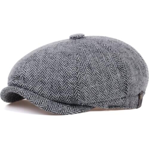 Winter Peaky Blinders Flat Cap Wool Vintage Octagonal Hat Man Cabbie Hat Ivy Ear Hat Cap Irish Hunting Ear Flap Male Newsboy Cap