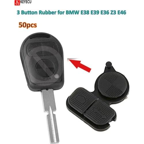 KEYECU 50PCS New Remote Shell Case Key 3 Button Rubber for BMW E38 E39 E36 Z3 E46
