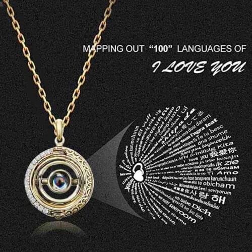 Creative Astronomical Ball Projection Necklace 100 Men Languages Pendant Necklace Couple Necklace I Love Accessories You Je Q7M2