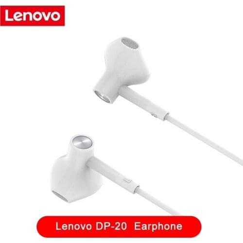Lenovo DP20 Wired Earphone HiFi Dual Driver Earphone In Ear Earbuds With Mic for 3.5mm Mobile Phone
