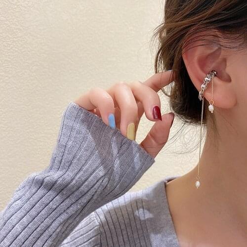1pcs Metal Chain Magnetic Earrings Punk No Piercing Simple Ins Ear Bone Clip Earrings Chain Link Tassel Jewelry
