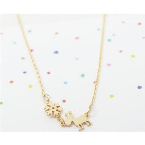 Daisies One PieceNew Fashion18K Gold Unique Rudolf And Snowflake Necklace Cute Tiny Animal Neclaces For Women