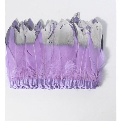 Natural light purple goose feather spray silver head made of 2 meters cloth edge DIY shopping show costume skirt decoration
