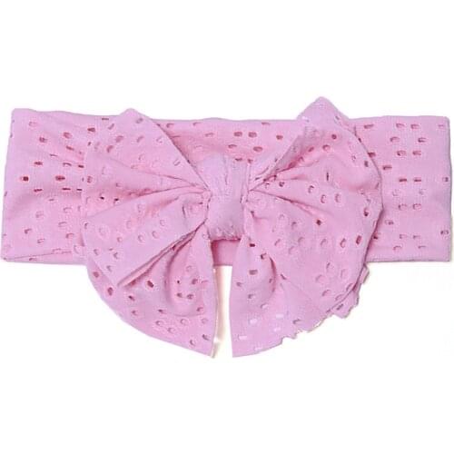 Solid Big Bowknot Headband for Baby Girls Wided Elastic Nylon Hair Bands Handmade Newborn Fashion Turban Headwraps Accessories