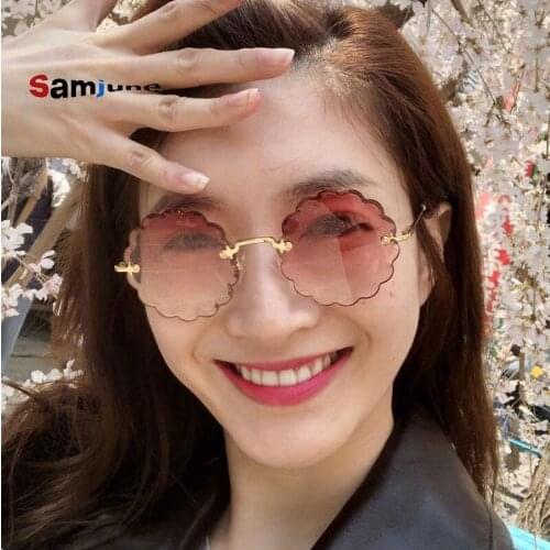 Samjune Round Frameless Sunglasses Vintage Women Brand Designer Glasses Luxury Female Sun Glasses Fashion Sexy Eyewear UV400