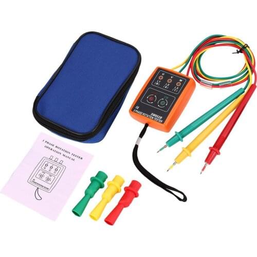 SM852B 3 Phase Rotation Tester Digital Phase Indicator Detector LED Buzzer Phase Sequence Meter Voltage Tester 60V~600V AC