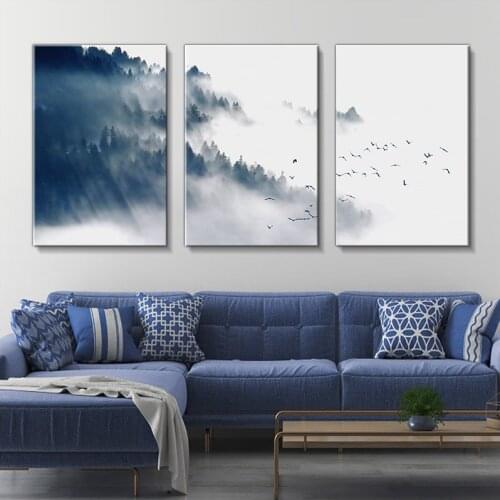 Modern Simple Landscape Poster, Cloud, Forest, Canvas Painting, Abstract Landscape Mural, Printing, Waterproof Club Decoration