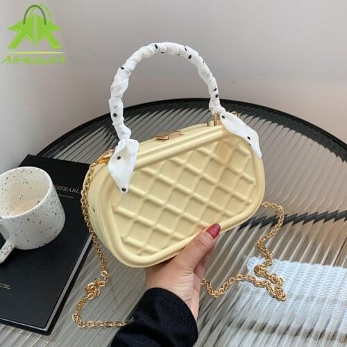 Diamond Lattice Fashion Shoulder Handbags Ribbons Messenger Bag Chain Mini Crossbody Bags For Women High Quality PU Leather Tote