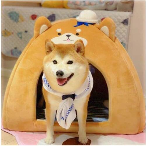 Dog House Indoor Warm Kennel Pet Cat Cave Nest Washable Mat Cozy Sleeping Bed For Dog Cats Full Seasons Round Plush Mat Sofa
