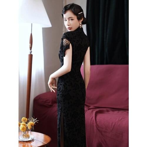 Hanfu Women Chinese Cheongsam Qipao Traditional Party Dresses Dresses Clothes Style Sexy Robe Wedding Guest Dresses Woman 2021