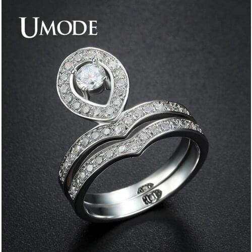 UMODE New Arrival Oval Queen Crown Ring Bridal Sets for Women Fashion Jewelry Trendy Anniversary Crystal Ring Sets Gifts UR0376