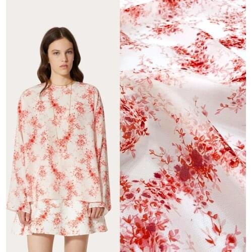 V Brand Red Printed Imitation Silk Dress Georgette 100% Polyester Fashion Shirt Custom Fabric For Sewing Cloth Alibaba Express