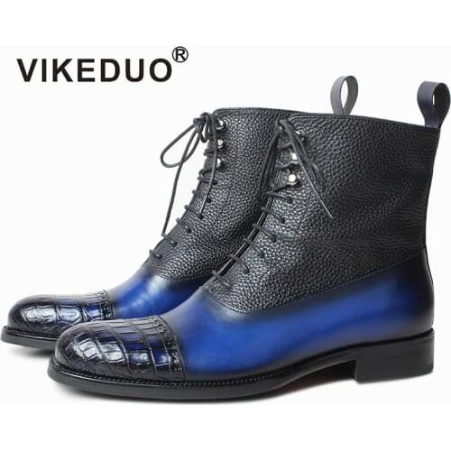 Vikeduo 2020 Classic Fashion Handmade Crocodile Leather Boots For Autumn and Winter